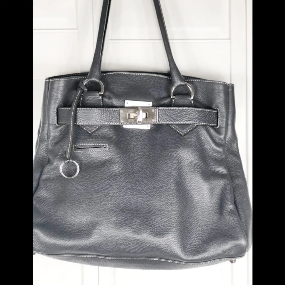 Luxury LAURENT EFFEL GREY LEATHER SATCHEL (FRANCE)